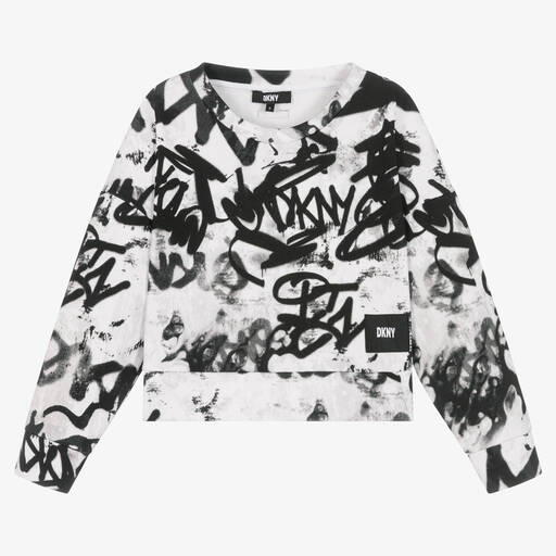 DKNY-Teen Girls White Cotton Graffiti Sweatshirt | Childrensalon Outlet