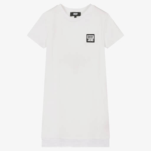 DKNY-Teen Girls White Cotton T-Shirt Dress | Childrensalon Outlet