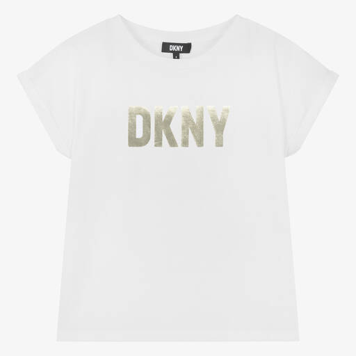 DKNY-Teen Girls White Organic Cotton T-Shirt | Childrensalon Outlet