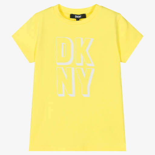 DKNY-تيشيرت تينز بناتي قطن عضوي جيرسي لون أصفر | Childrensalon Outlet
