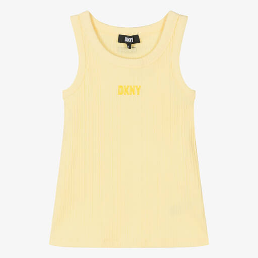 DKNY-توب قطن جيرسي مضلع لون أصفر فاتح للمراهقات | Childrensalon Outlet