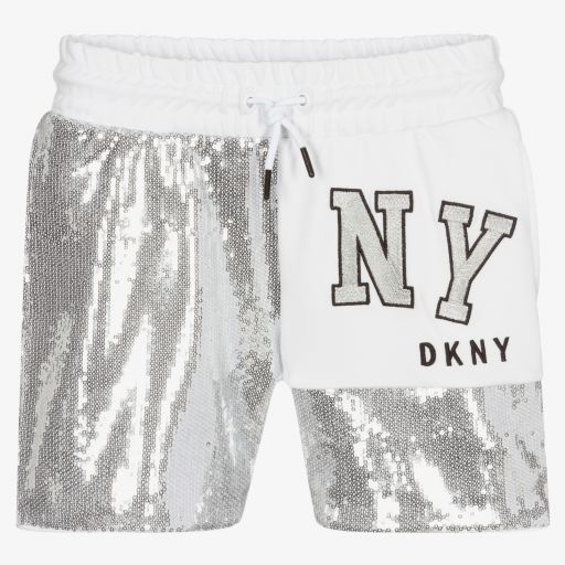 DKNY-Silberne Teen NY Pailletten-Shorts | Childrensalon Outlet