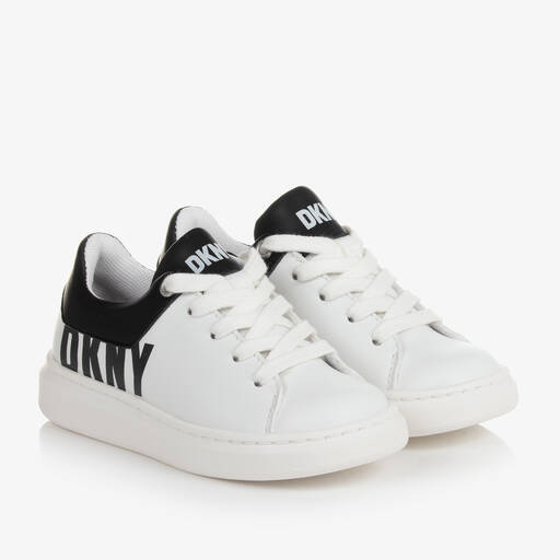 DKNY-Teen Leder-Sneakers Weiß/Schwarz | Childrensalon Outlet