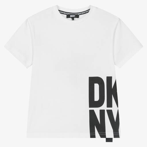 DKNY-T-shirt blanc et noir à message ado | Childrensalon Outlet