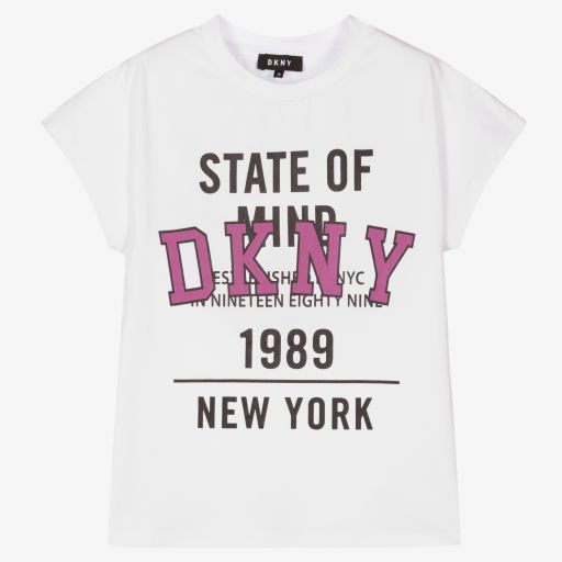 DKNY-T-shirt blanc en coton Ado | Childrensalon Outlet