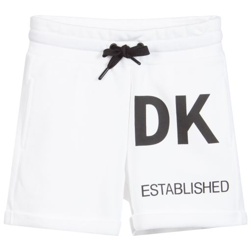 DKNY-شورت قطن سويتشيرت لون أبيض و اسود للبنات  | Childrensalon Outlet