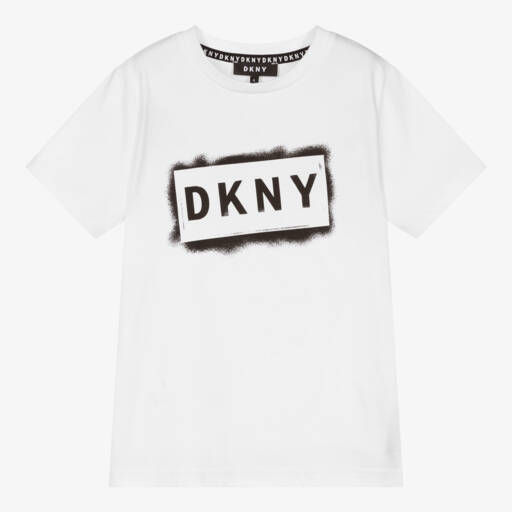 DKNY-White Cotton Logo T-Shirt  | Childrensalon Outlet