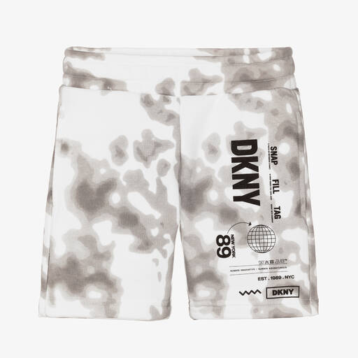 DKNY-شورت قطن جيرسي لون رمادي وأبيض | Childrensalon Outlet