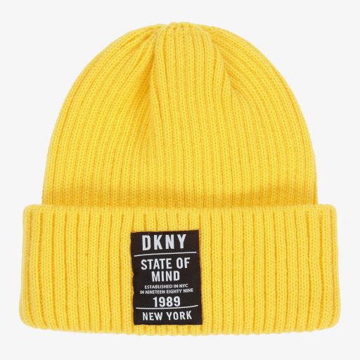 DKNY-قبعة بيني محبوكة لون أصفر للبنات | Childrensalon Outlet