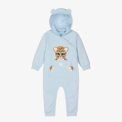 Dolce & Gabbana-أفرول رومبر قطن جيرسي لون أزرق للمواليد | Childrensalon Outlet