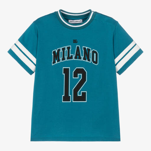 Dolce & Gabbana-Blaues Jersey-T-Shirt (Baby J) | Childrensalon Outlet