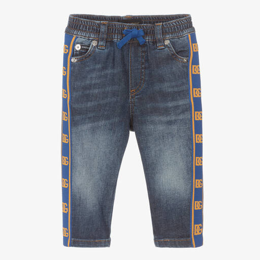 Dolce & Gabbana-Baby Boys Blue Logo Tape Jeans | Childrensalon Outlet