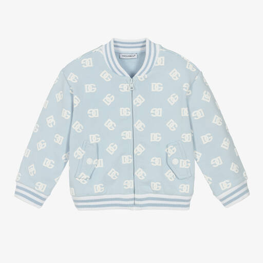 Dolce & Gabbana-Bomber bleu et blanc DG garçon | Childrensalon Outlet