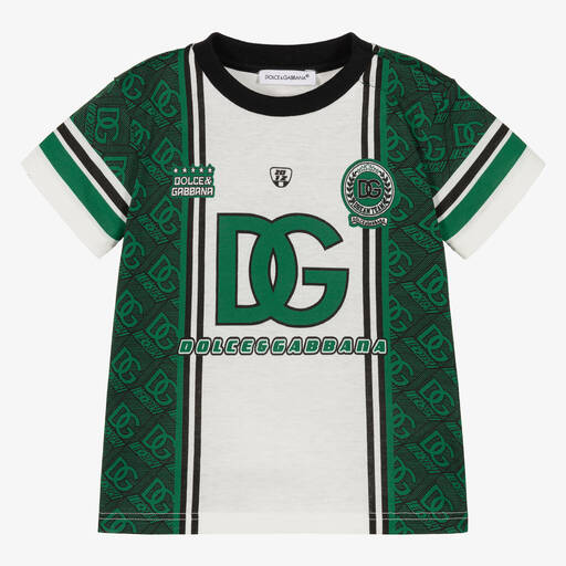 Dolce & Gabbana-Baby Boys Green DG Varsity T-Shirt | Childrensalon Outlet