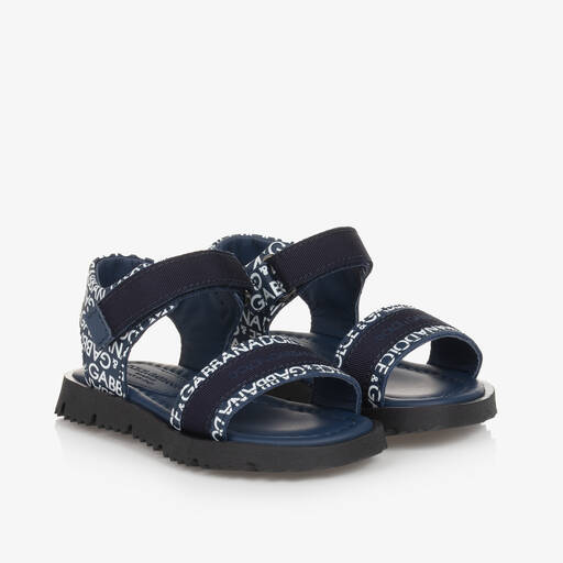 Dolce & Gabbana-Baby Boys Navy Blue Leather Sandals | Childrensalon Outlet