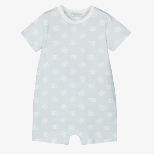 Dolce & Gabbana-Baby Boys Pale Blue Cotton Logo Shortie | Childrensalon Outlet