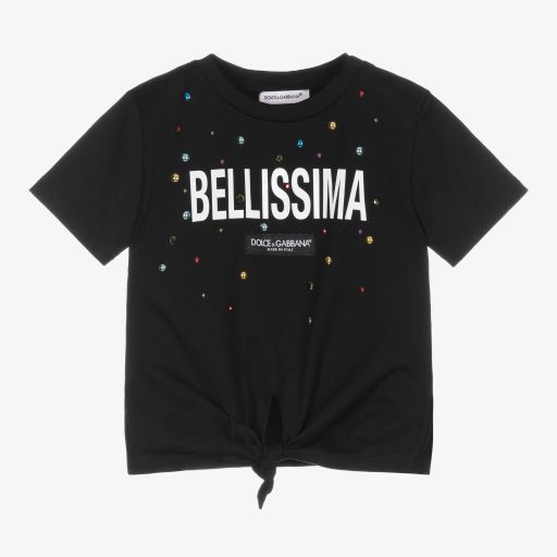 Dolce & Gabbana-Черная футболка для малышек | Childrensalon Outlet