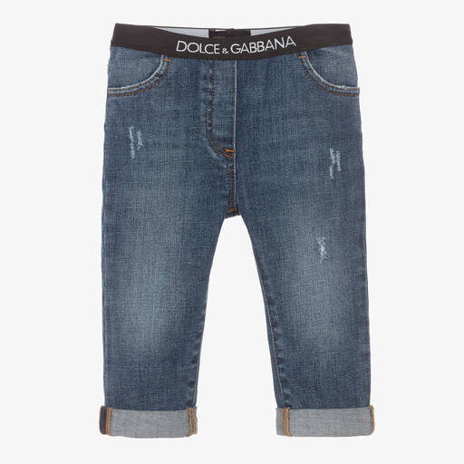 Dolce & Gabbana-جينز أطفال بناتي قطن دنيم لون أزرق | Childrensalon Outlet