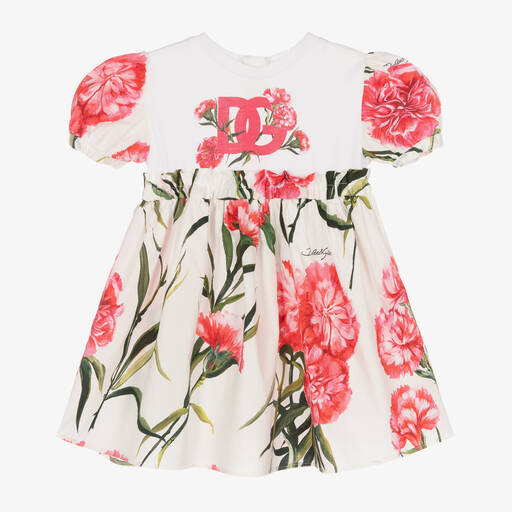 Dolce & Gabbana-Baby Girls Carnation Print Cotton Dress | Childrensalon Outlet