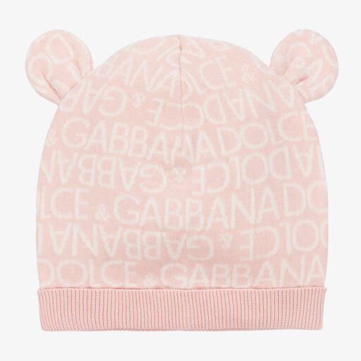 Dolce & Gabbana-Baby Girls Pink Cotton & Cashmere Hat | Childrensalon Outlet