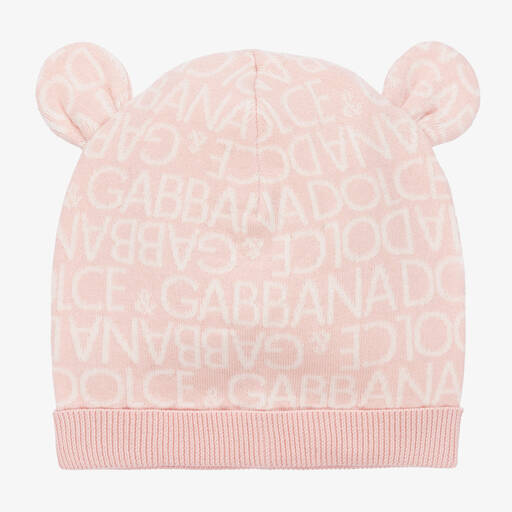 Dolce & Gabbana-قبعة مزيج قطن وكشمير محبوك لون زهري للمولودات | Childrensalon Outlet