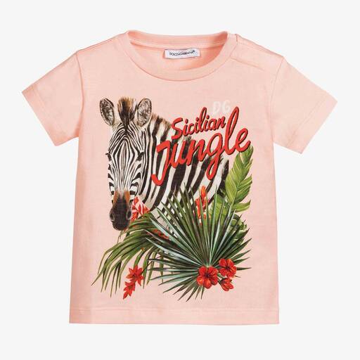 Dolce & Gabbana-Baby Girls Pink Zebra T-Shirt | Childrensalon Outlet