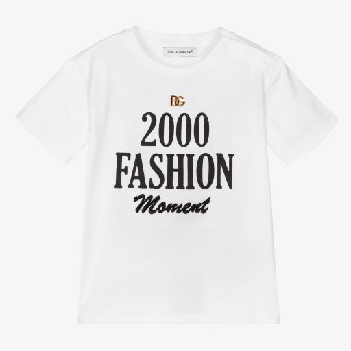 Dolce & Gabbana-Белая хлопковая футболка для малышек | Childrensalon Outlet