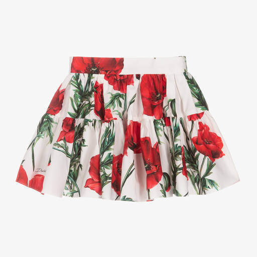 Dolce & Gabbana-Baby Girls White Poppy Logo Skirt | Childrensalon Outlet