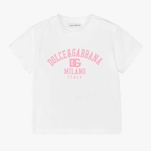 Dolce & Gabbana-تيشيرت أطفال بناتي قطن لون أبيض | Childrensalon Outlet