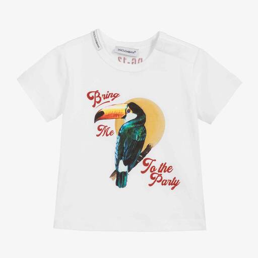 Dolce & Gabbana-Baby White Cotton T-Shirt | Childrensalon Outlet