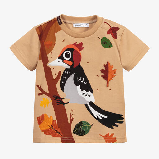 Dolce & Gabbana-Beige Cotton Baby T-Shirt | Childrensalon Outlet