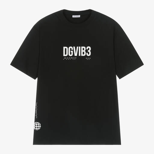 Dolce & Gabbana-Black DG Vibe Cotton T-Shirt | Childrensalon Outlet