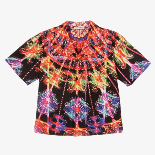 Dolce & Gabbana-قميص قطن بوبلين بطبعة ملونة للأولاد | Childrensalon Outlet