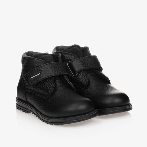 Dolce & Gabbana-Black Leather Ankle Boots | Childrensalon Outlet