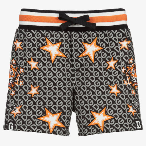 Dolce & Gabbana-Black & Orange Cotton Shorts | Childrensalon Outlet