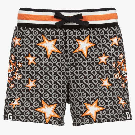 Dolce & Gabbana-Baumwollshorts in Schwarz und Orange | Childrensalon Outlet