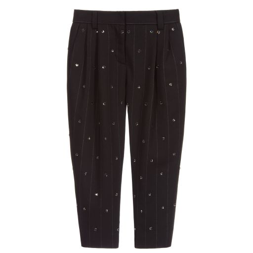 Dolce & Gabbana-Black Pinstripe Wool Trousers | Childrensalon Outlet