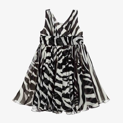 Dolce & Gabbana-Black & White Silk Dress | Childrensalon Outlet