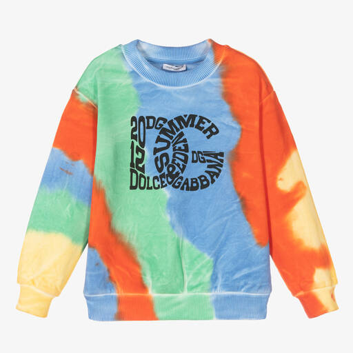 Dolce & Gabbana-Blue Cotton Tie-Dye Sweatshirt | Childrensalon Outlet