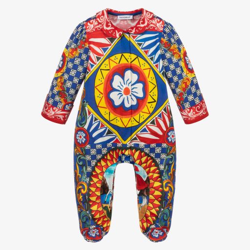 Dolce & Gabbana-Blue & Red Carretto Babygrow | Childrensalon Outlet