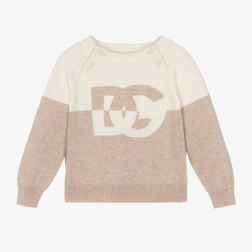 Dolce & Gabbana-Кремово-бежевый свитер из хлопка и кашемира | Childrensalon Outlet
