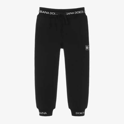 Dolce & Gabbana-Boys Black Cotton Joggers | Childrensalon Outlet
