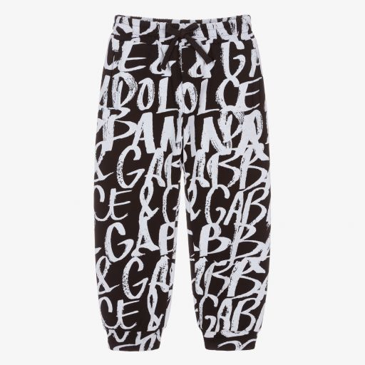 Dolce & Gabbana-Boys Black Cotton Logo Joggers | Childrensalon Outlet