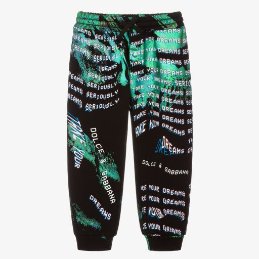 Dolce & Gabbana-Boys Black Cotton Logo Joggers | Childrensalon Outlet