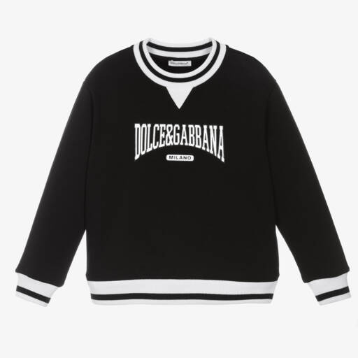 Dolce & Gabbana-Boys Black Cotton Logo Sweatshirt | Childrensalon Outlet