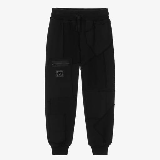 Dolce & Gabbana-Pantalon de jogging noir en coton | Childrensalon Outlet