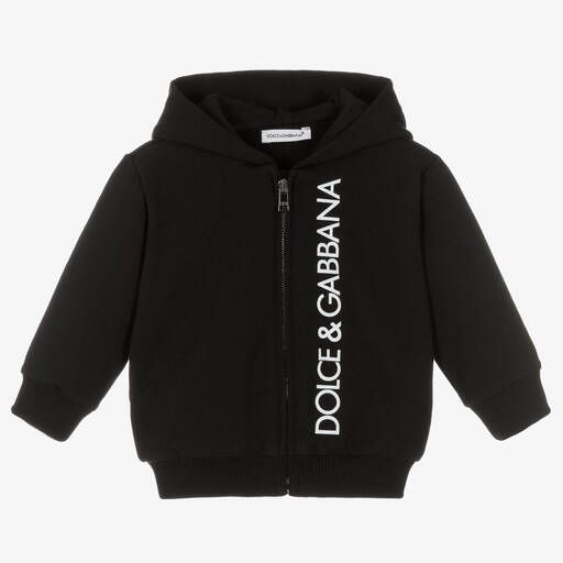 Dolce & Gabbana-Blouson noir zippé à capuche garçon | Childrensalon Outlet