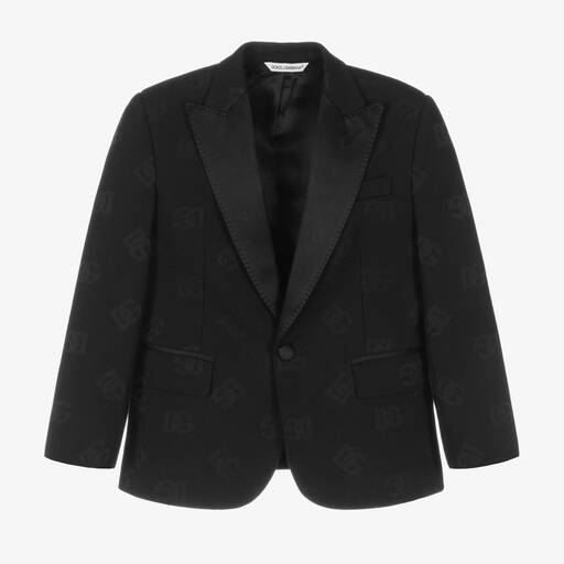 Dolce & Gabbana-Boys Black Crossover DG Wool Blazer | Childrensalon Outlet