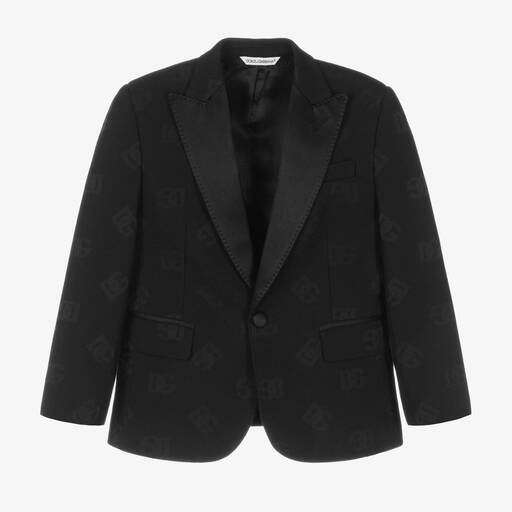 Dolce & Gabbana-جاكيت بلايزر مزيج صوف بكر لون أسود للأولاد | Childrensalon Outlet