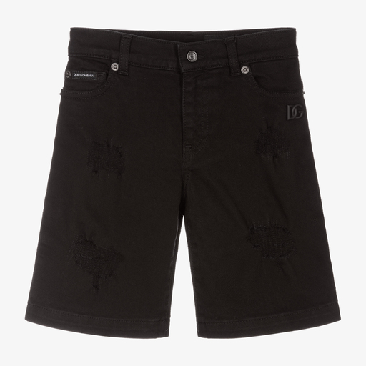 Dolce & Gabbana-Boys Black Denim Shorts | Childrensalon Outlet